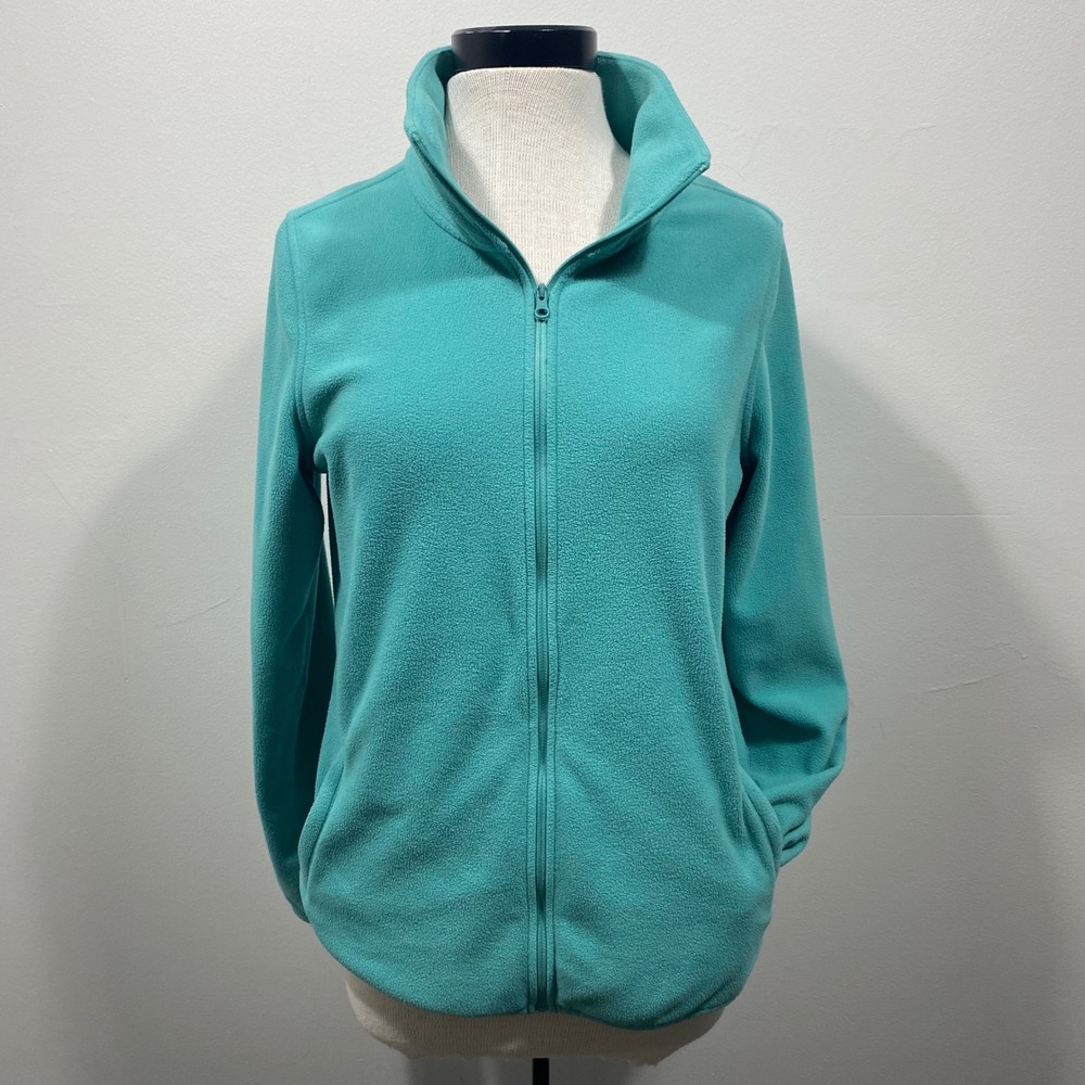 L.L.Bean Women's‎ Medium Teal Zip Up Outdoor Fleece Jacket Cozy Soft
